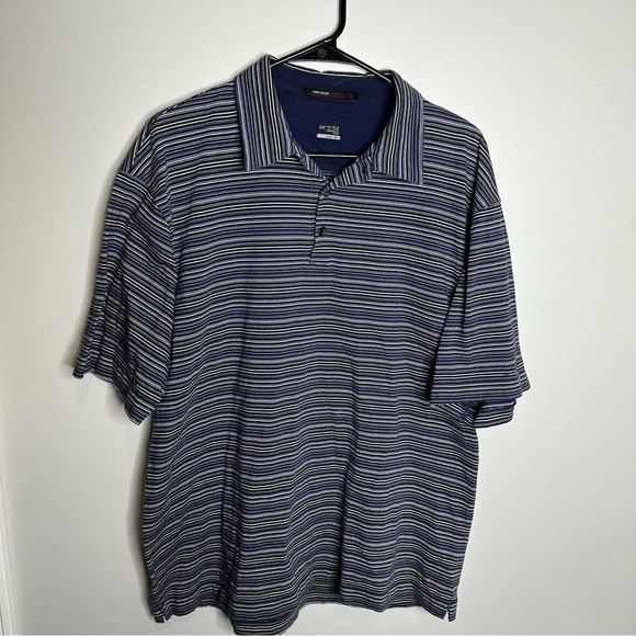 Men’s Nike Tiger Woods Size Large Striped Short Sleeve Polo‎ Golf Shirt - Picture 1 of 4
